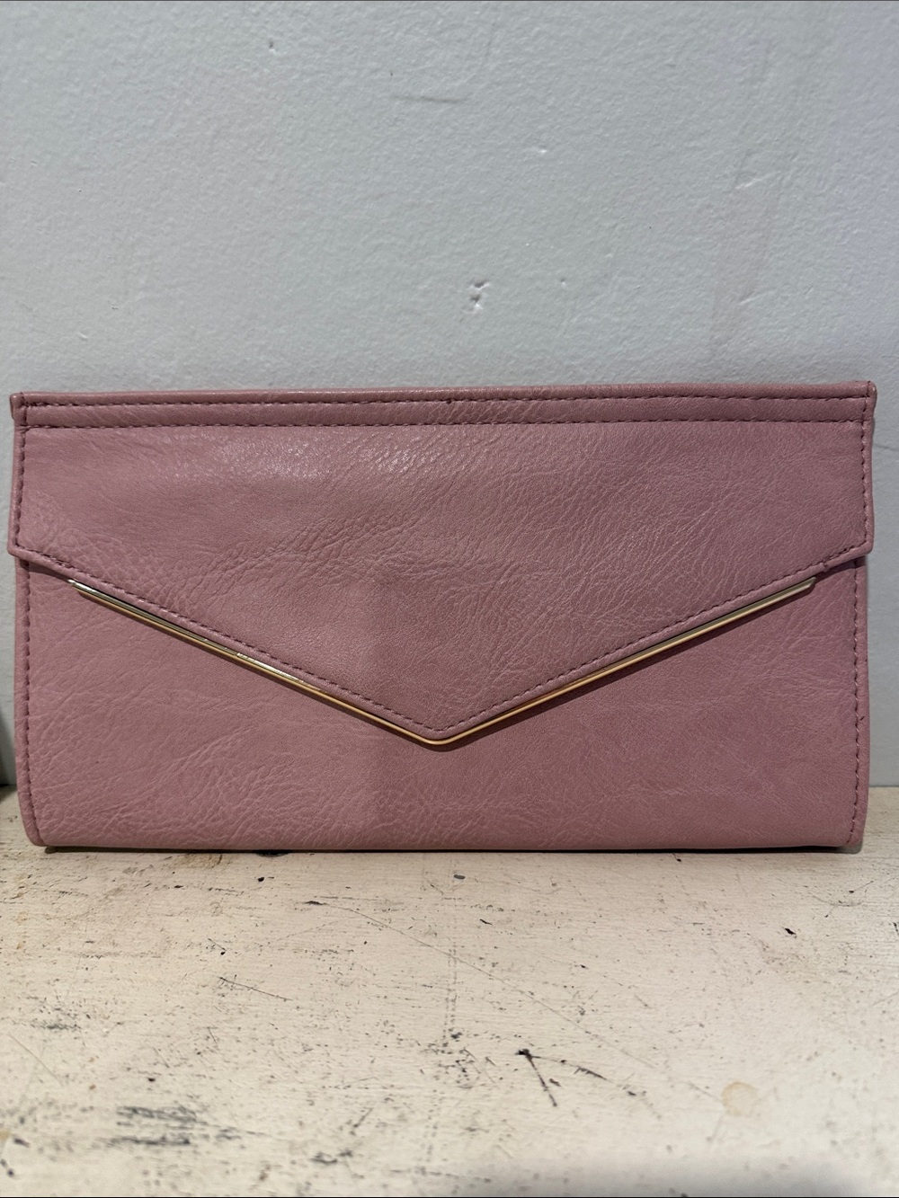 Payless Dusty Rose Envelope Clutch with Gold Trim